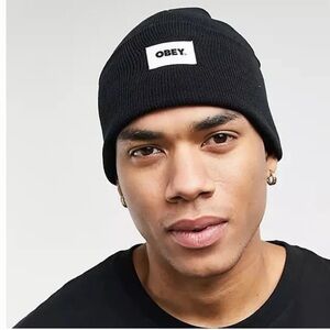 Obey Organic Black Beanie NWT
